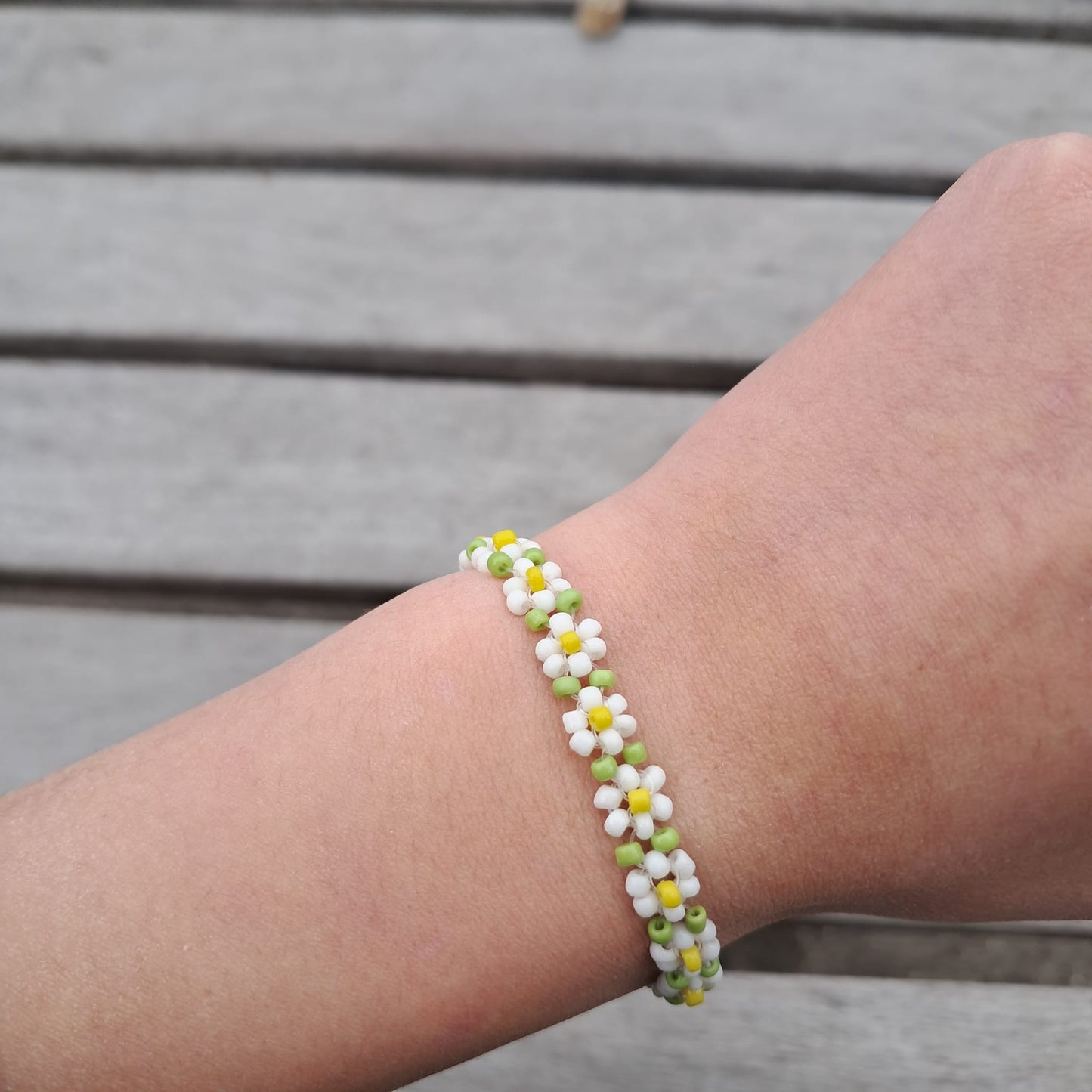 Bracelet and ring set, white rose pattern - Mira
