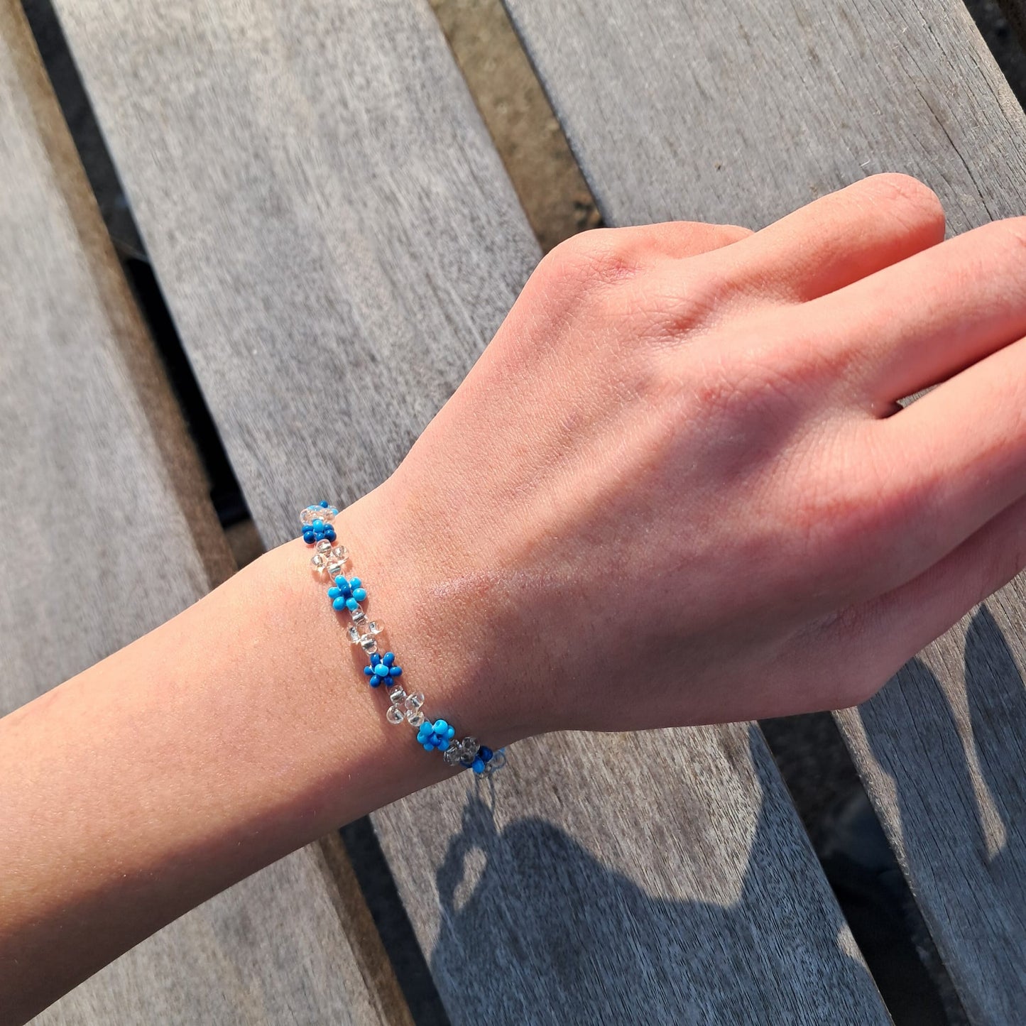 Blue and transparent rose bracelet - Mira